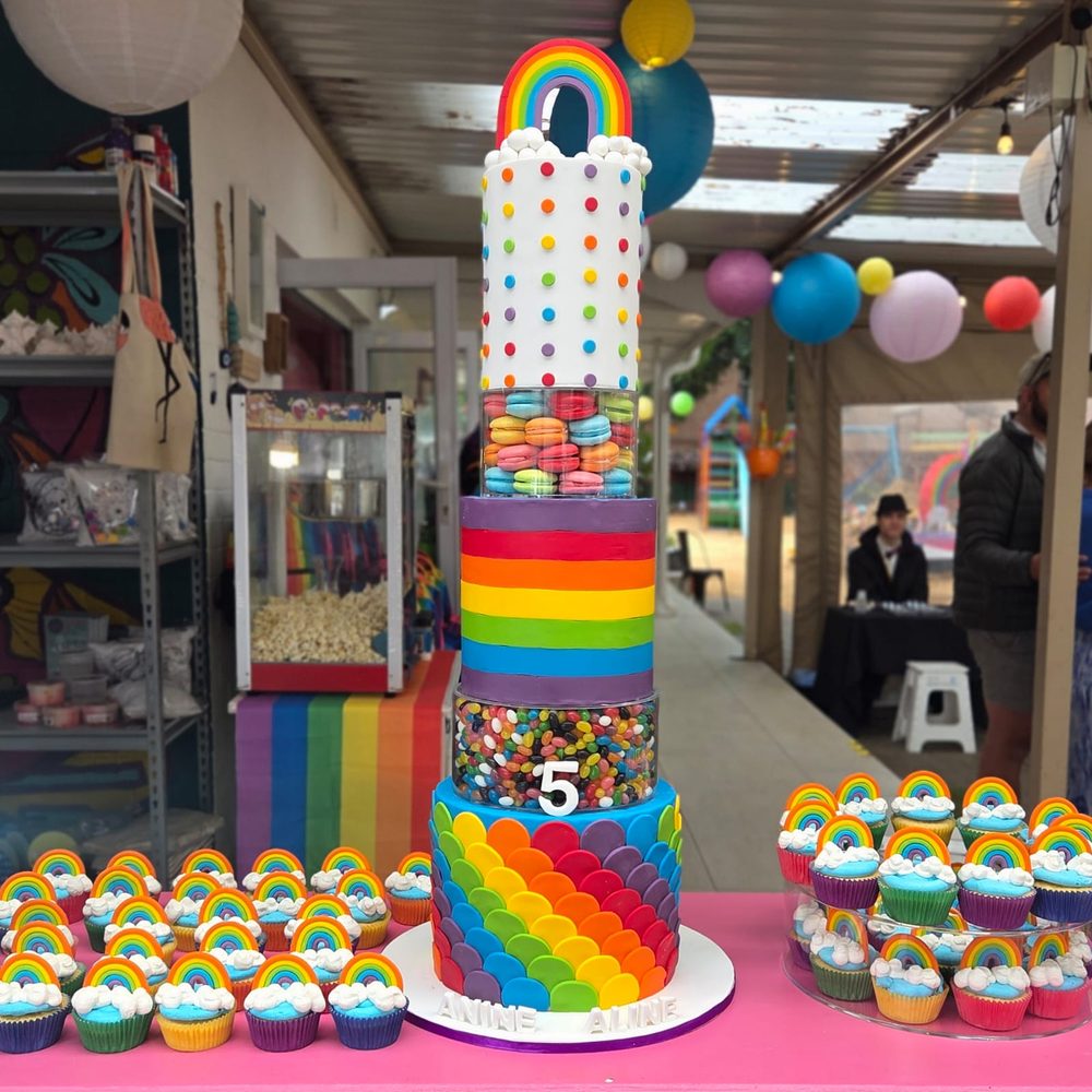Rainbow Happy Cake by VDK Cakes