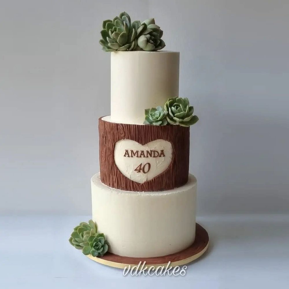 Rustic 40th with Succulents by VDK Cakes